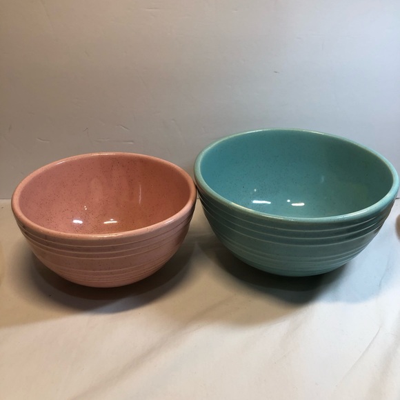 Mid 20th Century McCoy Speckled Turquoise & pink Pastel Bowl read - Picture 6 of 13